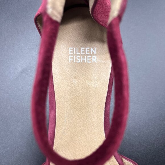 Eileen Fisher Women's Cerise Hutton Suede Ankle Strap Chunky Heel 8.5 - Picture 6 of 6